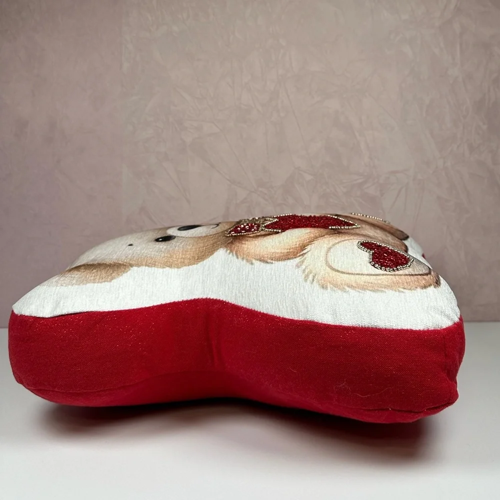 Bella Lux Heartfelt Valentines Teddy Bear Pillow - Red and White